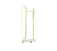 CYairong-22 Full Length Mirror Integrated Coat Rack and Dressing Mirror for Entryway and Bedroom; Movable Floor-length(Gold)
