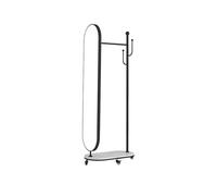 CYairong-22 Full Length Mirror Integrated Coat Rack and Dressing Mirror for Entryway and Bedroom; Movable Floor-length(Black)