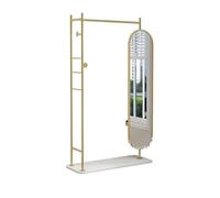 CYairong-22 Full Length Mirror Marble Floor-length Full-length Mirror Coat Rack for Bedroom Multi-functional Dressing(Gold)