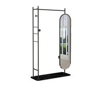 CYairong-22 Full Length Mirror Marble Floor-length Full-length Mirror Coat Rack for Bedroom Multi-functional Dressing(Black)