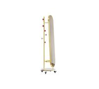 CYairong-22 Full Length Mirror Simple Retro Style Full-length Mirror with Wheels Coat Rack Floor-standing High-definition(Gold)
