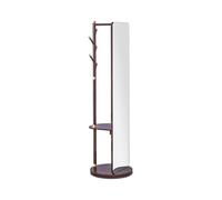 CYairong-22 Full Length Mirror Wooden Floor-length Dressing Mirror with Rotating Coat Rack, Integrated Square