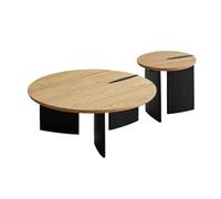 CYairong-22 Small Coffee Table 2-Piece Wood Coffee Table Set Round Nesting Tables Modern Contrast Design Small Tea Table
