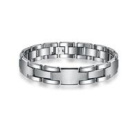 Cyan Birdee Premium Minimalist Tungsten Steel Bracelet, Silver, 210mm Length, 12mm Width, Contemporary Style, Brushed Finish, Fold-over Clasp