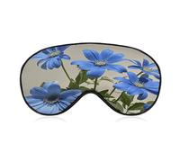 Cyan Blue Flowers Eye Mask Soft Sleep Mask for Side Sleeper Light Blocking Night Eye Cover with Adjustable Strap Sleep Shade Cover Night Blindfold Eyeshade Sleeping Masks for Travel