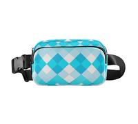 Cyan Blue Rhomb Checkered Cute Cross Body Bag Belt Pack for Women Men Multipurpose with Adjustable Strap for Travel Gym Work accesorios para correr mujer, cyan blue rhomb checkered, Modern