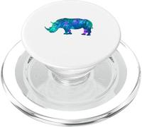 Cyan Blue Violet teal Rhino For Animals Lover PopSockets PopGrip for MagSafe