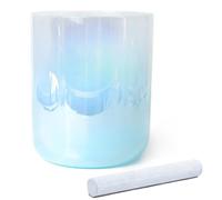 Cyan Colored Sound Bowl for Yoga Meditation & Sound Bath, Quartz Chakra Crystal Singing Bowl with Suede Striker & O-ring(440Hz,7 inch B note)