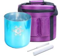 Cyan Crystal Singing Bowl with Carrying Case Suede Mallet Crystal Striker and O-ring, for Energy Balance Sound Healing and Meditation,432Hz-7.25inch G#3