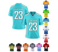 Cyan Custom American Football Jersey Personalised Team Name Number Tops Customised Football Shirt for Men Youth Women Kids