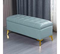 Cyan Farmhouse Storage Bench for Bedroom & Entryway 120x40x43 cm Rectangular Pouf with Hidden Storage Stylish nizer & Decorative Seating Solution.