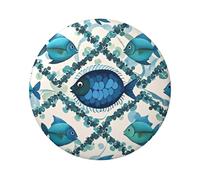 Cyan Fish Pattern Button Pins 1 Pc, 2.4 Inch Round Button Badges Metal Personalized Picture Photo Pin Buttons Kit For Craft Supplies Christmas Diy Party Projects, 12 PCS, One Size