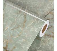 Cyan Glossy Marble Contact Paper Peel and Stick Countertops Self Adhesive Waterproof Peel and Stick Wallpaper Vinyl Removable Granite Contact Paper for Bathroom Cabinets Drawers Table Tops 24''x118''