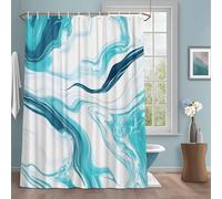 Cyan Gradient Marbles Shower Curtain with 12 Hooks Modern Abstract Blue White Waterproof Fabric Shower Curtains Sets for Bathroom Bath Decorations, Machine Washable, 54"x78"