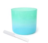 Cyan Green Gradient Clear Crystal Singing Bowl, Cosmic Light Alchemy Bowl Sound Bowl, For Yoga Meditation Sound With Striker & O-ring (432HZ 8 Inch F Note)