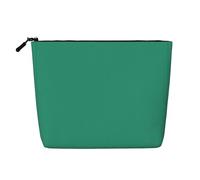 Cyan Green Printed Single-Layer Cosmetic Bag Faux Linen Material Large Capacity Coin Purse Travel and Business Trip Essential