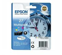 Cyan, Magenta & Yellow Genuine Epson Ink Cartridges Alarm Clock Epson 27 Series