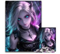 Cyan Pink Anime Girl 1000 Pieces Puzzles for Adults Wooden Jigsaw Puzzles for Adults Perfect for Family Gatherings Birthdays Holidays 1000 PCS(75x50cm)