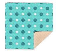 Cyan Polka Dot Ocean Blue Cute Foldable Baby Activity Play Mat for Floor Water Resistant Padded Baby Mat for Babies Infants Toddlers, 50'' x 50''