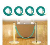 Cyan Velvet Stanchion Set - 4 Pcs with 6.6ft Adjustable Ropes for Event Crowd Control Queue Management & Party Decor for Weddings Banquets and Special Occasions