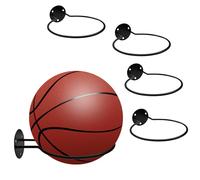 CyanCloud 4Pcs Ball Holders Football Stand Wall Mount, Black Metal Ball Storage Rack with Screws, Ball Rack Display Stand for Football Basketball Volleyball Soccer Ball Display Stand Storage