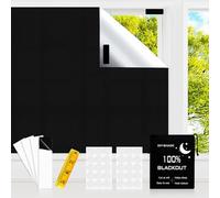 CyanCloud Blackout Curtains for Bedroom 300 * 145cm, Blackout Blinds for Indoor Windows No Drill, 100% Black Out Curtain with Adhesive Hook and Loop Tapes, Window Shades for Nursery, Travel, Car