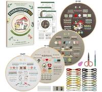 CYANFOUR Embroidery Kit for Beginners, 4 Stages to Learn 38 Stitches, with Step-By-Step Instructions and Clear Videos, Includes Multiple Accessories, Gift for Craft Lovers