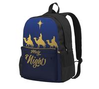 CyanLit Christian Christmas Nativity Scene O Holy Night Backpack for Women Men Work Hiking Gym Picnic Travel Backpack