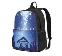 CyanLit Christian Christmas Nativity Scene O Holy Night Backpack for Women Men Work Hiking Gym Picnic Travel Backpack