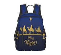 CyanLit Christian Christmas Nativity Scene O Holy Night Lightweight Backpack for Women Men for Work Hiking Travel