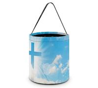 CyanLit Christian Cross Jesus Halloween Bucket Trick Or Treat Bags Candy Bucket Tote Bag for Festive Party Decoration