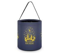 CyanLit Christmas Christian Nativity Scene Halloween Bucket Trick Or Treat Bags Candy Bucket Tote Bag for Festive Party Decoration