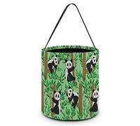 CyanLit Cute Panda Climb Tree Halloween Bucket Trick Or Treat Bags Candy Bucket Tote Bag for Festive Party Decoration