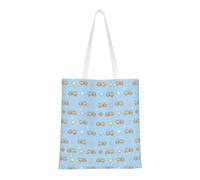 CyanLit Cute Sloth On Sleeping Pattern Canvas Tote Bag Reusable Shoulder Totes For Shopping, Gym,Travel, Work