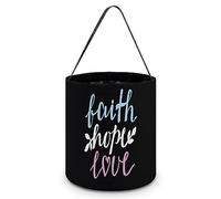 CyanLit Faith Hope Love Christian Halloween Bucket Trick Or Treat Bags Candy Bucket Tote Bag for Festive Party Decoration