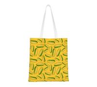 CyanLit Fresh Ripe Corn Cobs Pattern Canvas Tote Bag Reusable Shoulder Totes For Shopping, Gym,Travel, Work