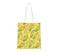 CyanLit Fresh Ripe Corn Cobs Pattern Canvas Tote Bag Reusable Shoulder Totes For Shopping, Gym,Travel, Work