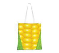 CyanLit Fresh Ripe Corn Cobs Pattern Canvas Tote Bag Reusable Shoulder Totes For Shopping, Gym,Travel, Work