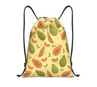 CyanLit Fruit Of Papaya Pattern Drawstring Backpack Gym Sackpack Sports Bag