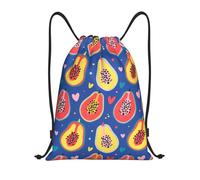 CyanLit Fruit Of Papaya Pattern Drawstring Backpack Gym Sackpack Sports Bag