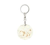 CyanLit Giant Flour Tortilla Taco Keychain Charms Round Metal Keychains With Key Ring Clips Key