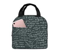 CyanLit Handwritten Math Formulas Pattern Lunch Bag Portable Thermal Lunch Box for Women Men