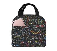 CyanLit Handwritten Math Formulas Pattern Lunch Bag Portable Thermal Lunch Box for Women Men