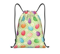 CyanLit Happy Easter Colorful Easter Eggs Drawstring Backpack Gym Sackpack Sports Bag