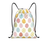 CyanLit Happy Easter Colorful Easter Eggs Drawstring Backpack Gym Sackpack Sports Bag