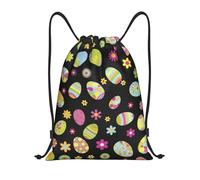 CyanLit Happy Easter Colorful Easter Eggs Drawstring Backpack Gym Sackpack Sports Bag