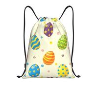 CyanLit Happy Easter Colorful Easter Eggs Drawstring Backpack Gym Sackpack Sports Bag