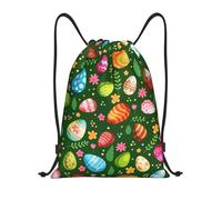 CyanLit Happy Easter Colorful Easter Eggs Drawstring Backpack Gym Sackpack Sports Bag