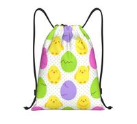 CyanLit Happy Easter Day Colorful Eggs And Rabbit Pattern Drawstring Backpack Gym Sackpack Sports Bag
