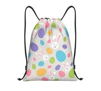 CyanLit Happy Easter Rabbit Pattern Drawstring Backpack Gym Sackpack Sports Bag